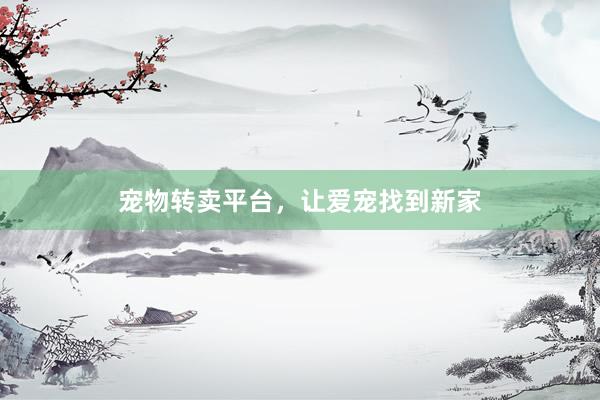 宠物转卖平台，让爱宠找到新家