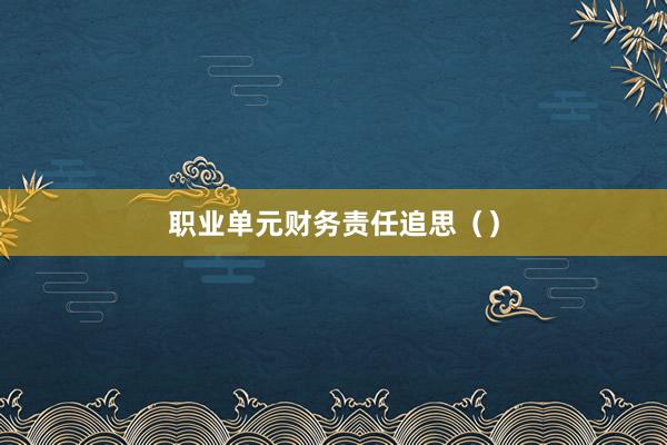 职业单元财务责任追思（）